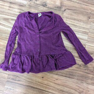 Girls' Old Navy Purple and Silver Striped Button Front Tee - Size 3T